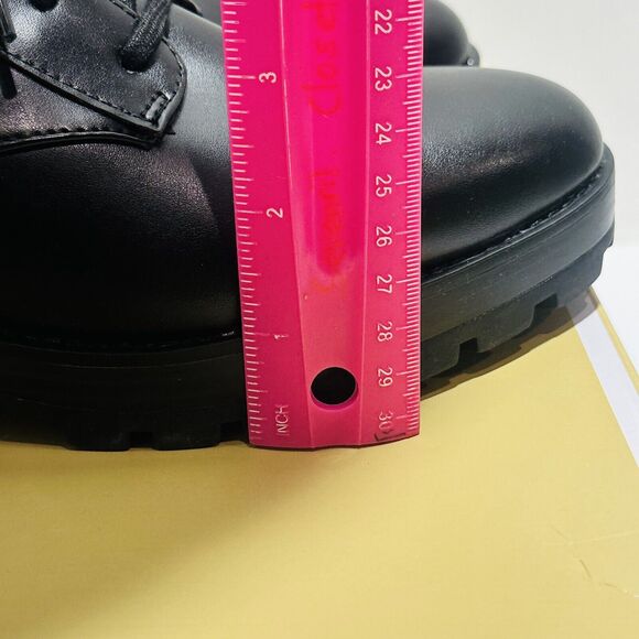 Michael Kors Tatum US 9.5 M Combat Boots Black Faux Leather Ankle Zip NIB $225 - Picture 10 of 13